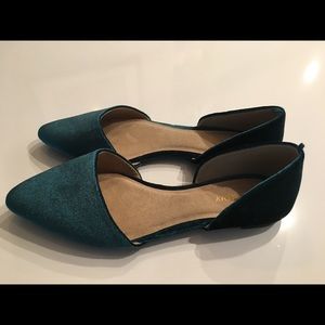 Emerald Green Velvet D’Orsay Flats